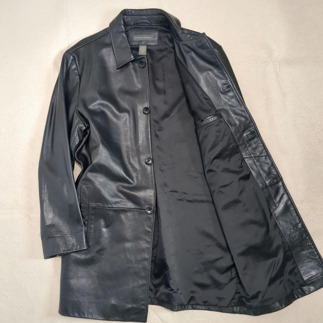 BANANA REPUBLIC レザーカーコート 牛革 Lサイズ 【バナナリパブリック レザージャケット】