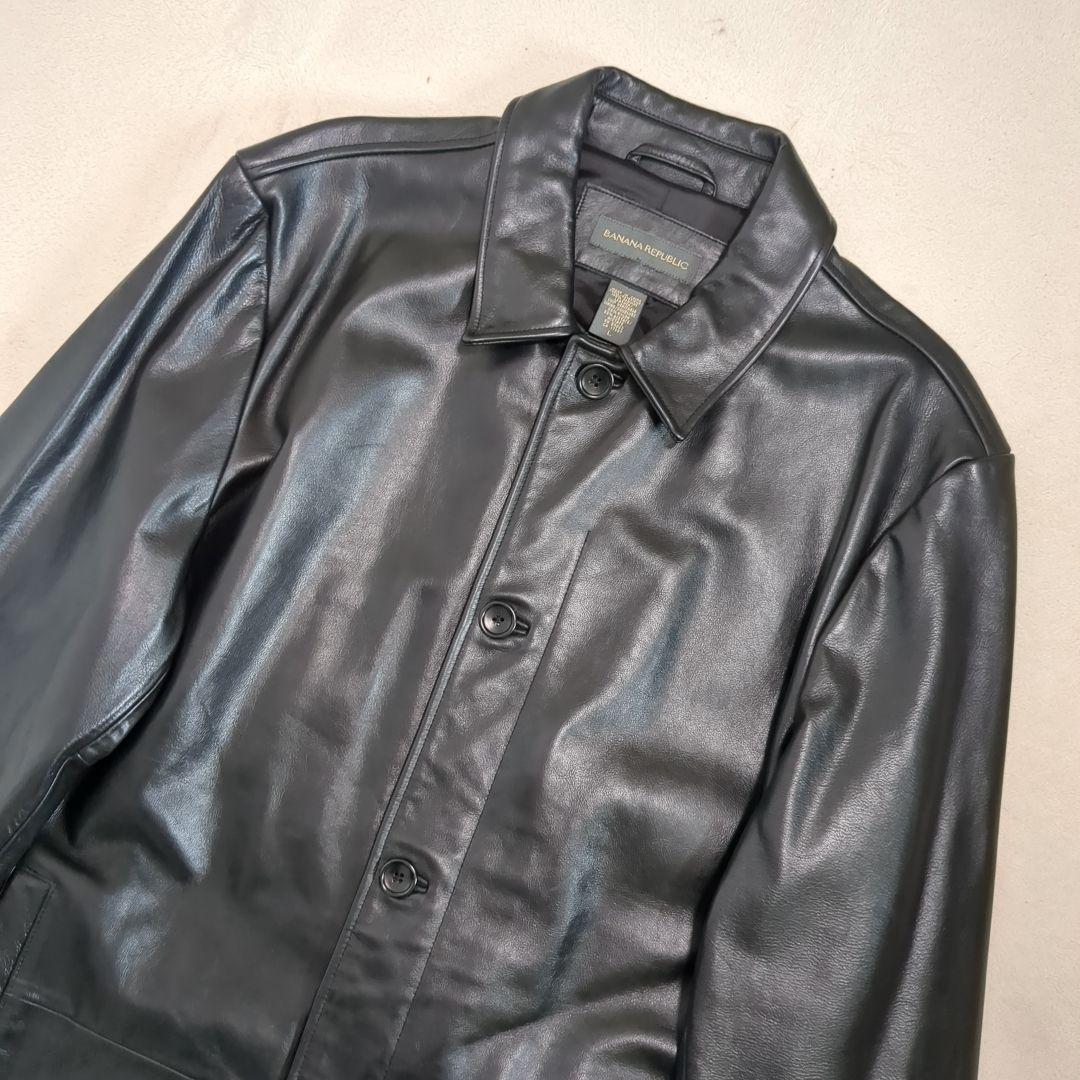 BANANA REPUBLIC レザーカーコート 牛革 Lサイズ 【バナナリパブリック レザージャケット】